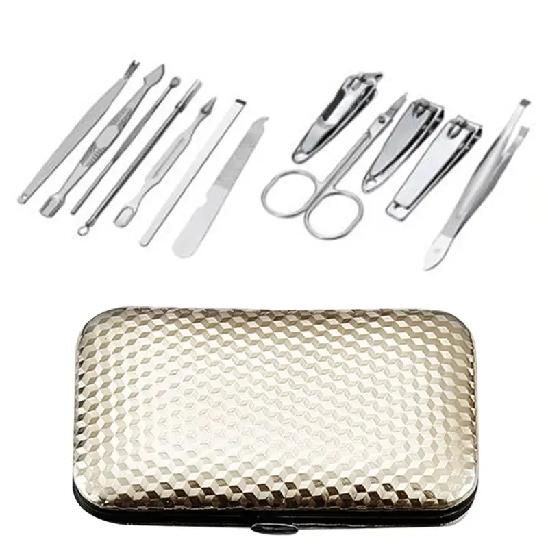 Professional Nail Care kit Manicure Grooming Set with Travel Case Manicure Pedicure Set for Women - Цвет: Золотой