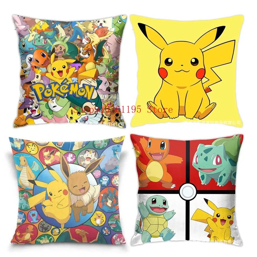 Pokemon Pikachu Cartoon Anime Cushion Cover Pillowcase Winter Warm Comfortable Car Pillow Cases Sofa Home Gift 45x45cm | Дом и сад