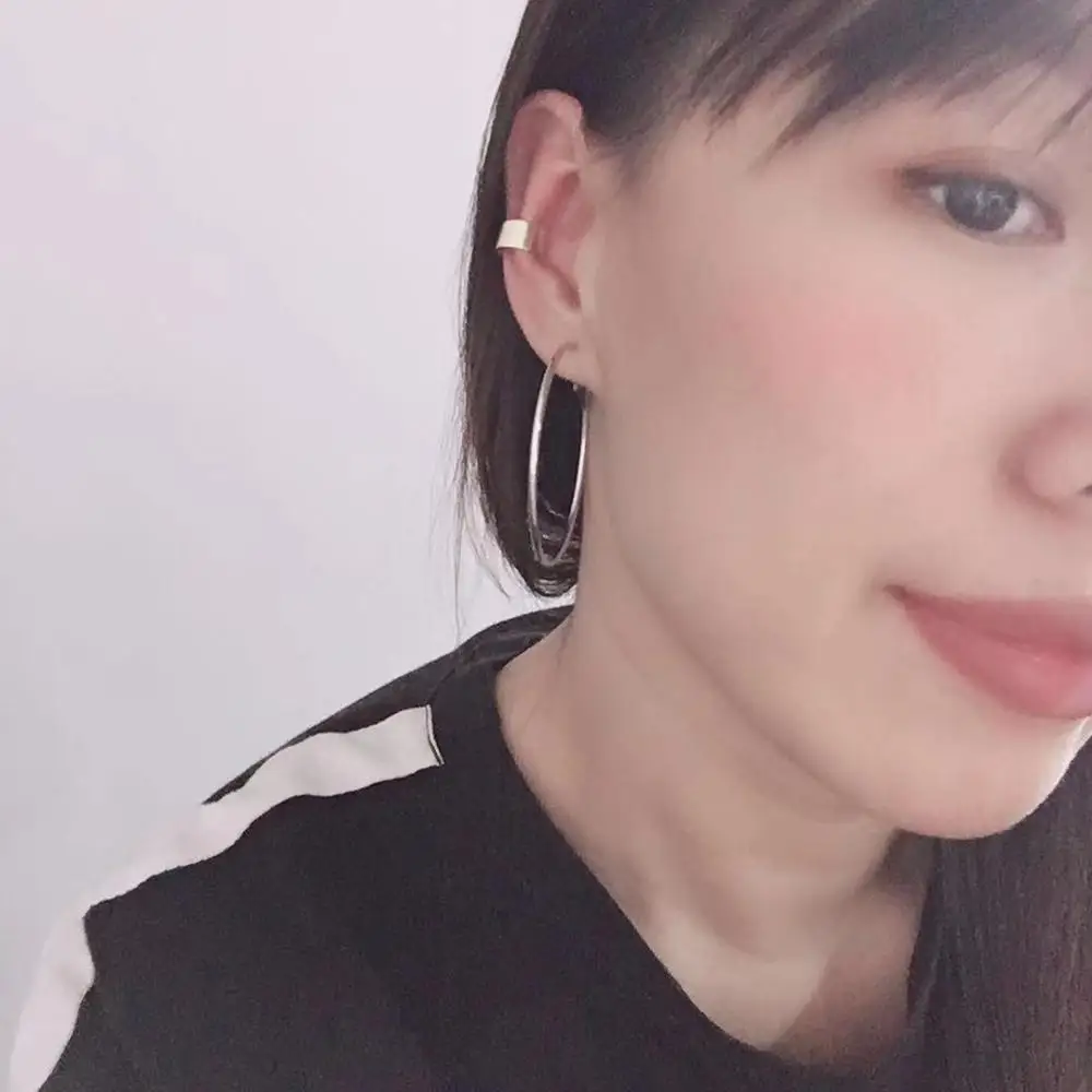 Индивидуальные золотые серебряного цвета панк рок серьги клипсы для ушей без