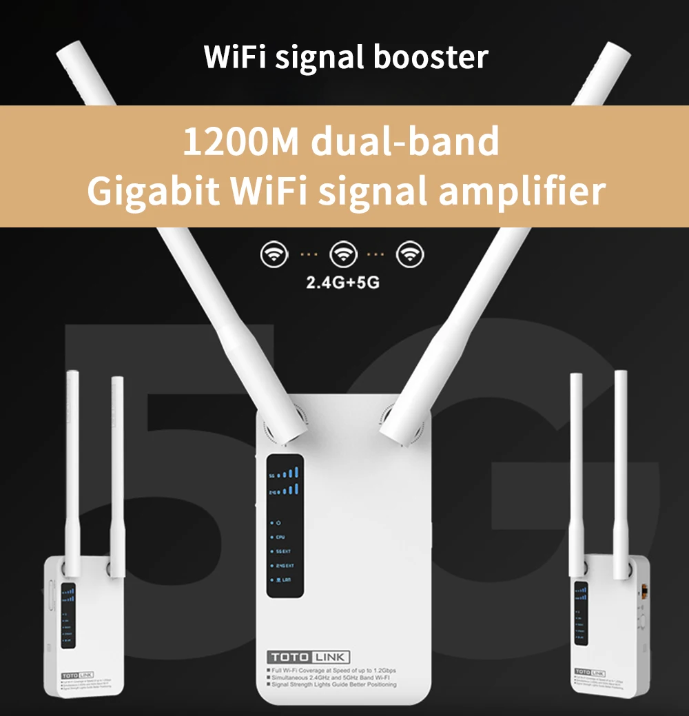 TOTOLINK EX1200M Repeater AC1200 WiFi Tăng Áp 2.4G/5Ghz Gigabit Adapter Với 802.11ac Độ Lợi Cao Dual ăng Ten 4g wifi signal booster