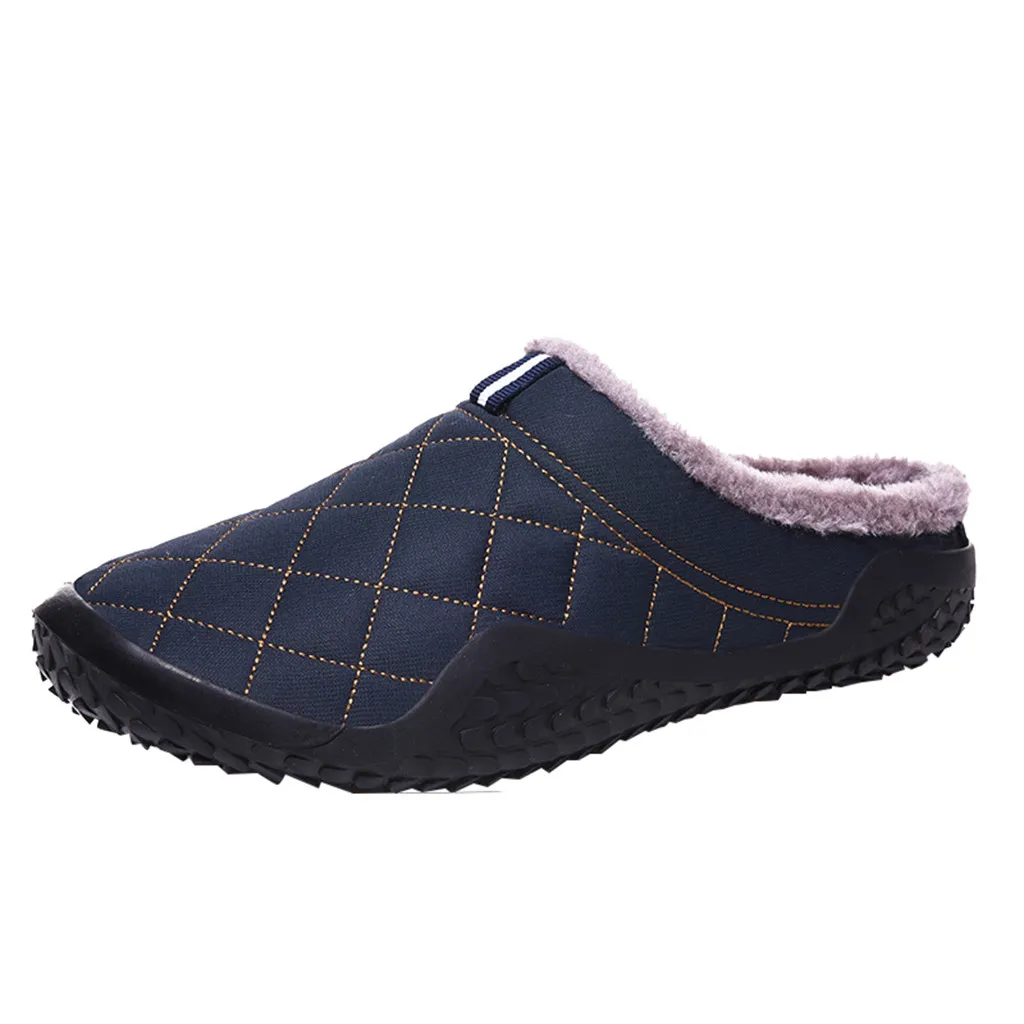 Синий Модная мужская обувь; chaussure homme; бархатные теплые уличные тапочки; сетчатая обувь; мужские водонепроницаемые домашние тапочки; zapatos de hombre - Цвет: Синий