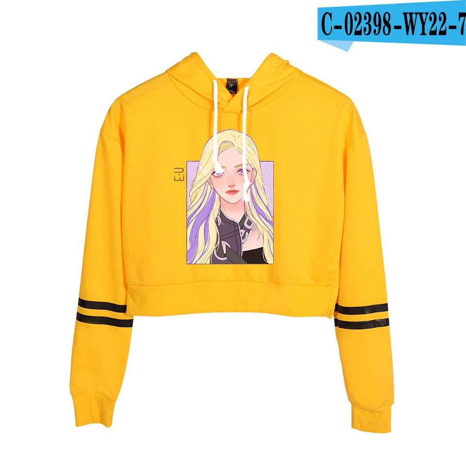 Everglow Kpop Корейская новая команда для девочек уличная Женская пуловер пупка толстовки Толстовка крутая поясничная популярная новинка года толстовки - Цвет: WY22
