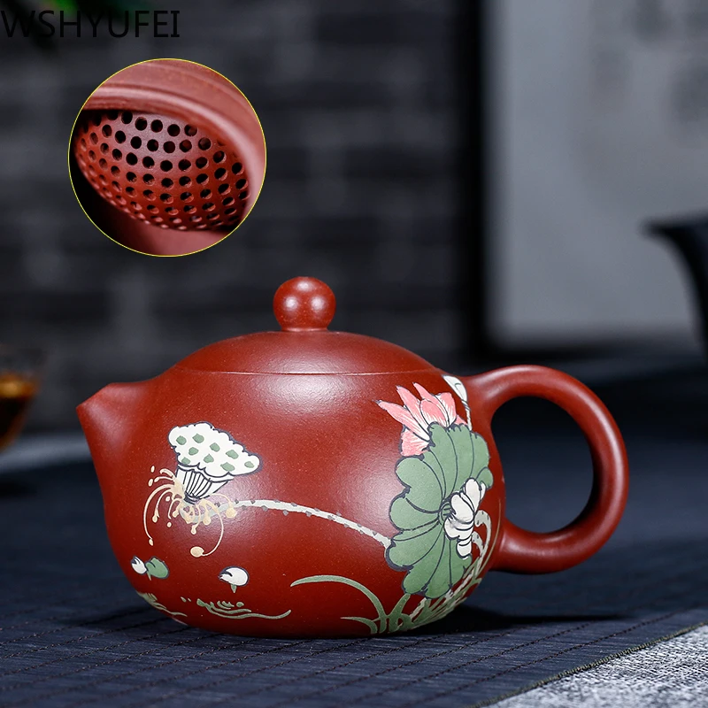 

Yixing Teapot Pure Hand Handmade Colourful Mud Painted Flower Bird Xi Shi Pot 188 Ball Hole High-end customized gifts