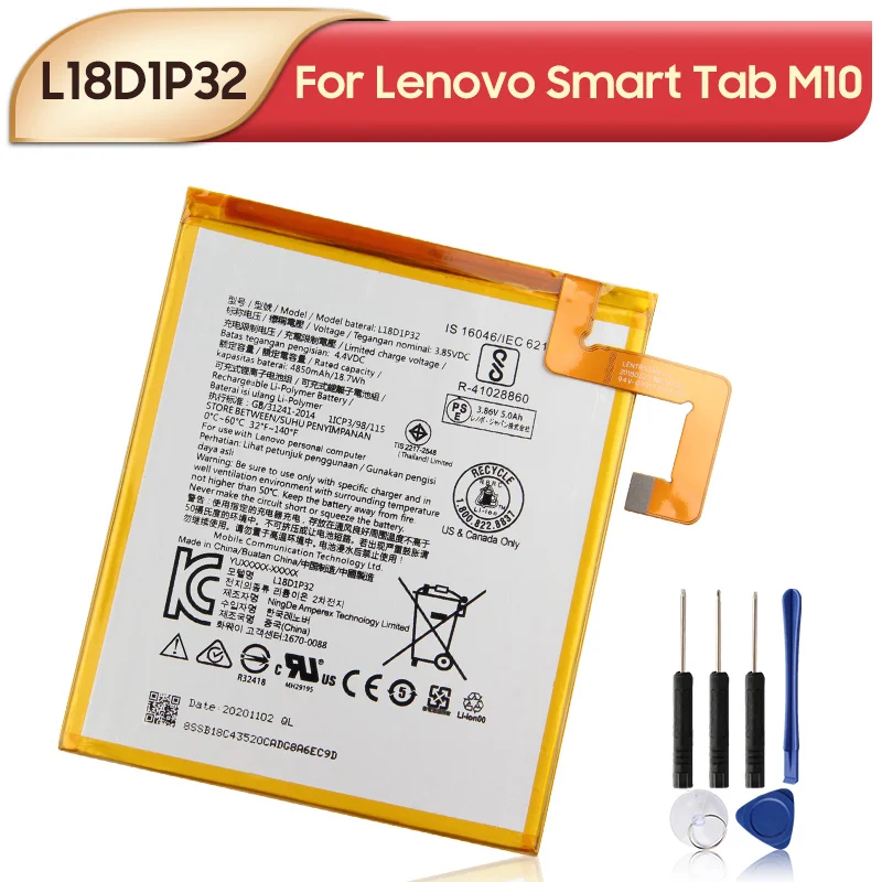 

Original Replacement Battery L18D1P32 For Lenovo Smart Tab M10 Tablet Battery 4850mAh