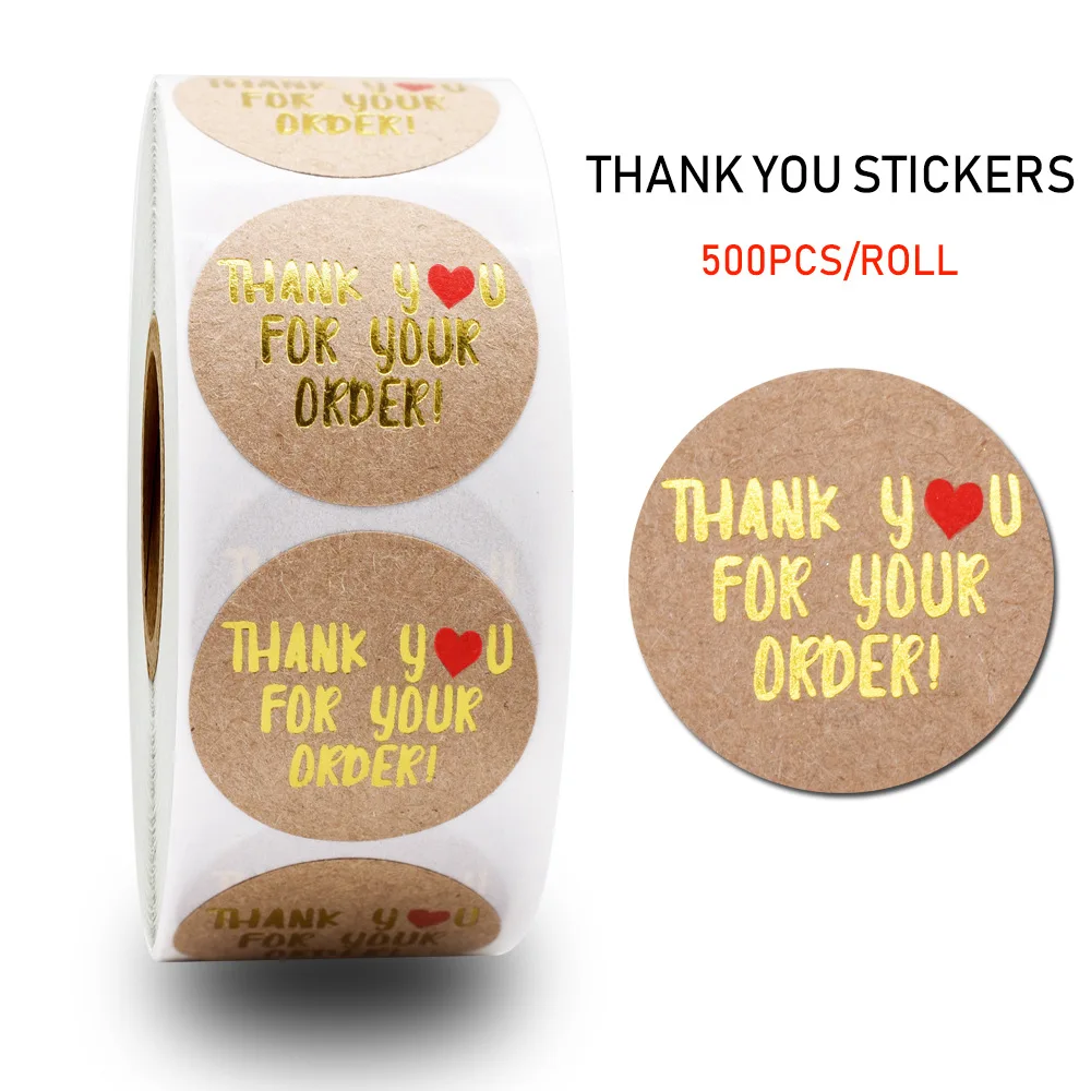 Round Thank You For Your Order Sticker With Gold Foil Hot Stamping For Your Small Business Sticker Gold Labels Stickers Stickers Aliexpress