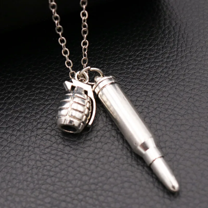Креативная пуля& M2 граната ручной работы металлическое ожерелье 3D улица хип хоп стильные подвески вечерние крошечные подарки унисекс тибетское серебро 1 шт