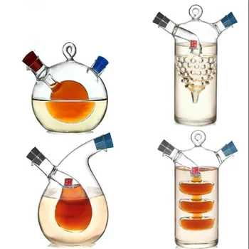 

Creative Double Layer High Temperature Glass Spice Jar Oil Vinegar Bottle Sealed Seasoning Pot Glass Condiment Wine Bottles