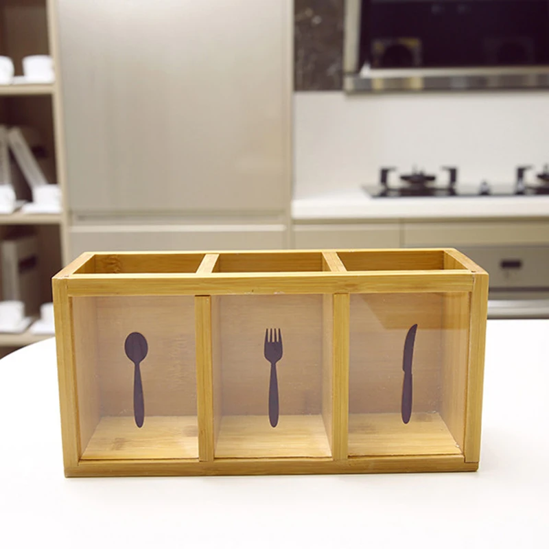 

Hot Sale Simple Multifunctional Wood Racks Lek Spoon Chopsticks Storage Box Tableware Storage Tube Three Chopsticks Rack