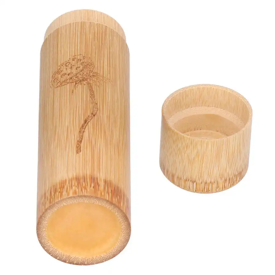 Round Bamboo Tea Canister Storage Container For Coffee Beans Nuts tea tin box tea canister