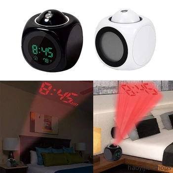 

New weather station thermometer wake up LED clock night light projector digital projection alarm clock voice report projector