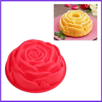 

Larger Size Rose Cake Pan, Silicone Flower Cake Form Pan for Baking FDA Test Approved Cake Tools