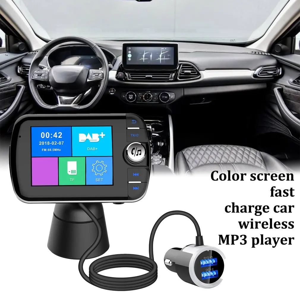 Автомобильный fm-передатчик с дисплеем 1,7 дюйма, улучшенный Bluetooth передатчик BT70, быстрая зарядка 3,0, беспроводной fm-модулятор