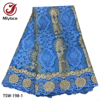 

African Lace Fabric Embroidered Nigerian Guipure for Wedding High Quality French Tulle Lace Fabric TSW-198