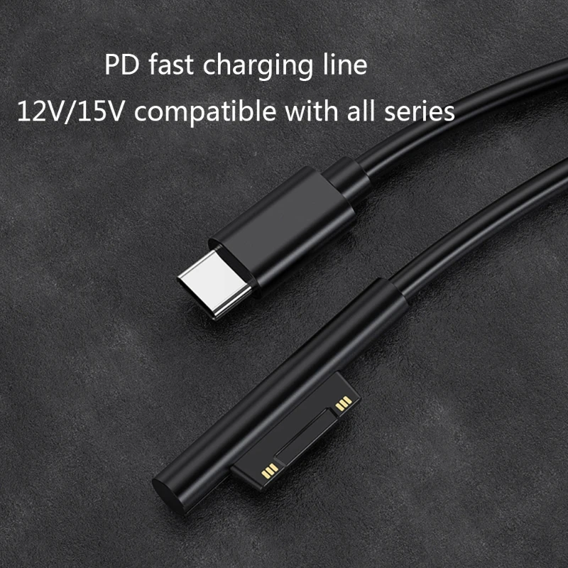1.5m USB C Type C Power Supply Charger Adapter 15V 3A PD Fast Charging Cable Cord for Surface Pro 7/6/54/3 Book/Book 2