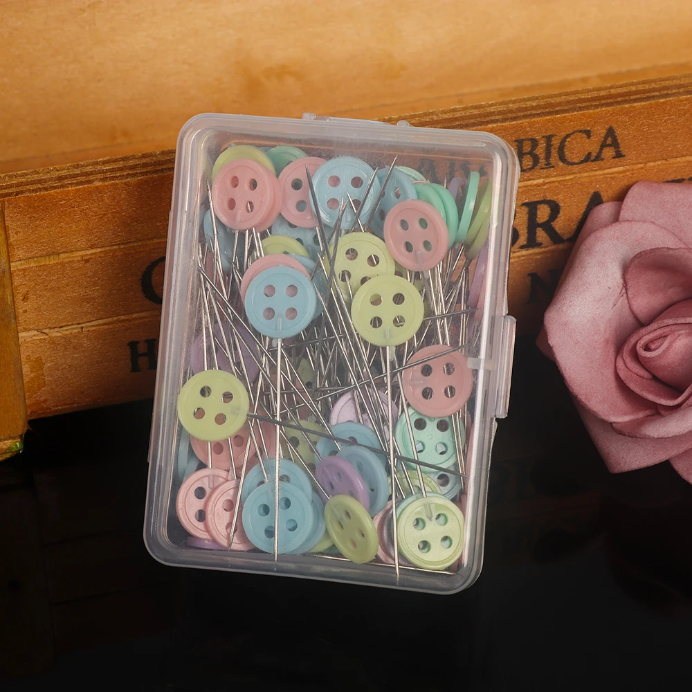 50/100 шт./кор. Мини Симпатичные Красочные лоскутное шитье на пуговицах с круглым носком в стиле пэчворк Нержавеющая сталь иглы шпильки домашняя швейная фурнитура для бижутерии