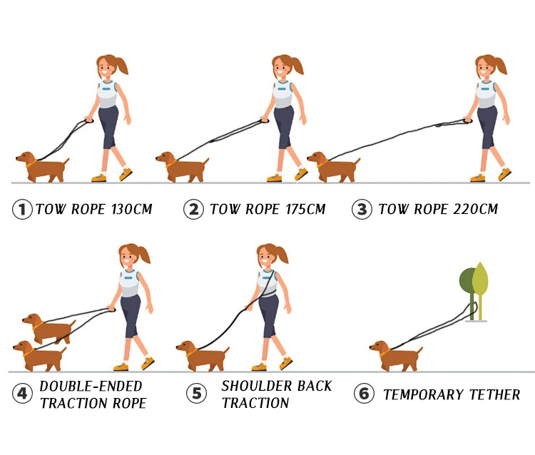 CAWAYI KENNEL Nylon Soft Pet Dogs Chain Traction Rope Leads Free Hands Diagonally Dog Rope Explosion-proof Chain for Large Dogs