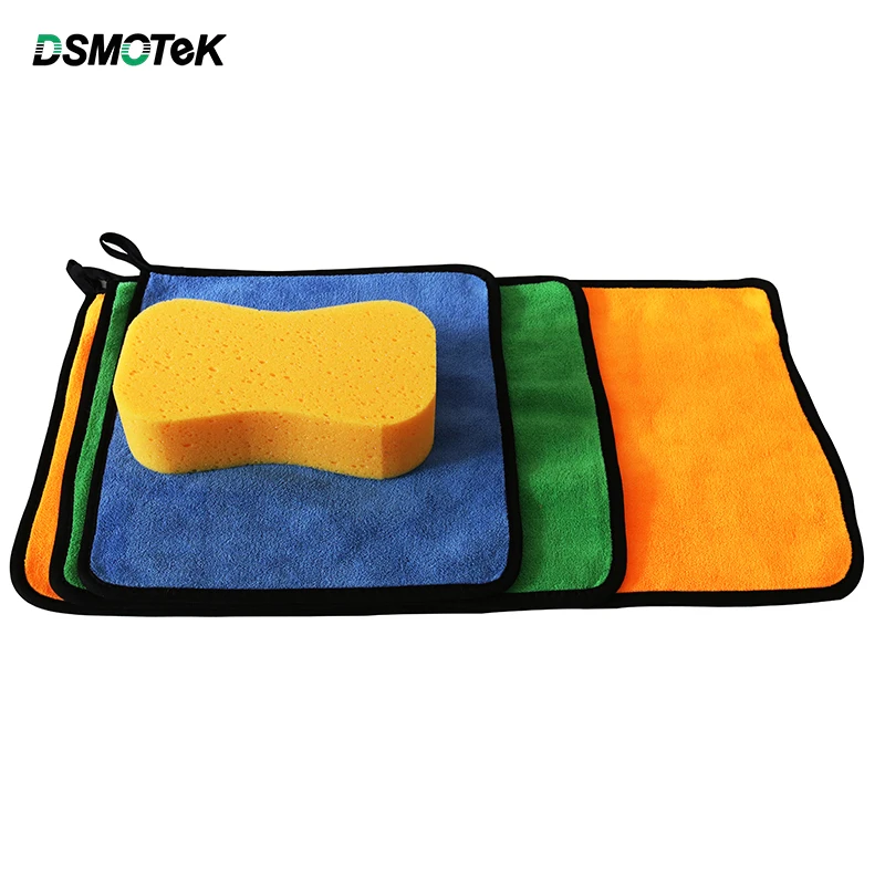 Набор для полировки автомобиля DSMOTEK 4 шт. 3 полотенца s + 1 губка чистки полотенце и
