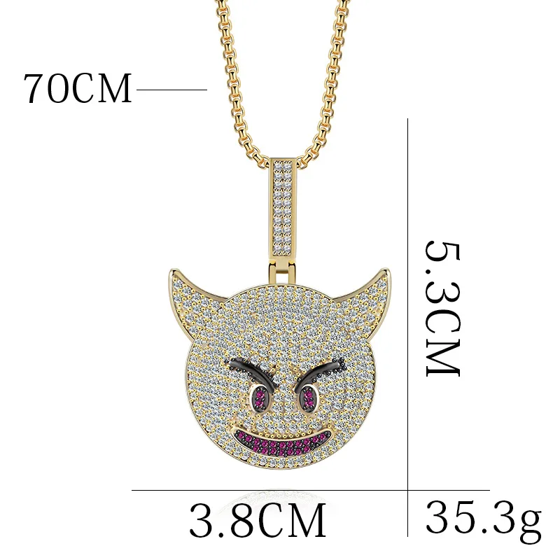Хип хоп микро с инкрустацией AAA кубического циркония Bling Ice Out Прохладный Маленький Дьявол Подвески ожерелье для мужчин Rapper ювелирные изделия золото