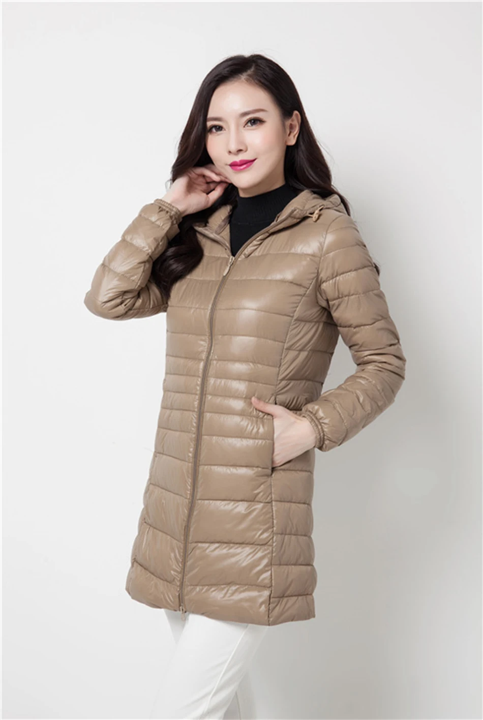 Tataria S-7XL, Женское зимнее длинное пуховое пальто для женщин размера плюс, ультра теплый светильник, куртка с капюшоном для женщин, пуховик на белом утином пуху
