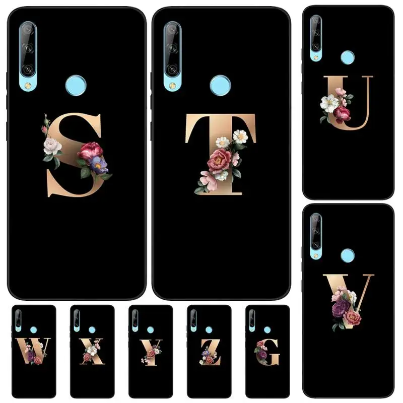 Flower custom initial letter TPU Soft Silicone Phone Case Cover For Huawei Enjoy 7S 8 9E 7 9 10plus NOVA 6-5G Pro se | Мобильные