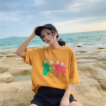 

2020 Women Teletubbies short sleeve T-shirt for women loose Korean student ulzzang net red ins half sleeve top trend Oversize