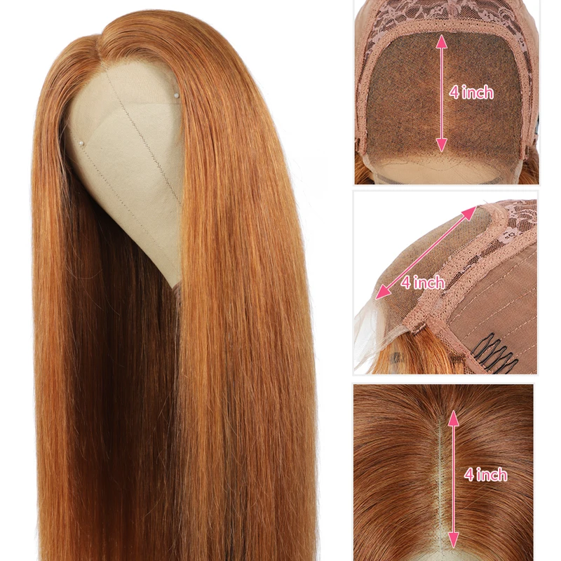 

Brazilian Straight 4X4 Lace Closure Human Hair Wig Lace Closure Wigs For Black Women Colored Brown Lace Wigs Remy Hair Wig 150%
