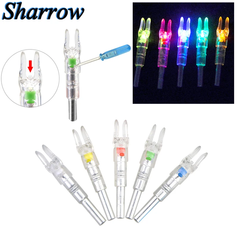 

6pcs Archery Hunting Lighted Nocks Automatical Released-activated LED Luminous Archery Nock Tail fit 7.6mm Arrow Shaft