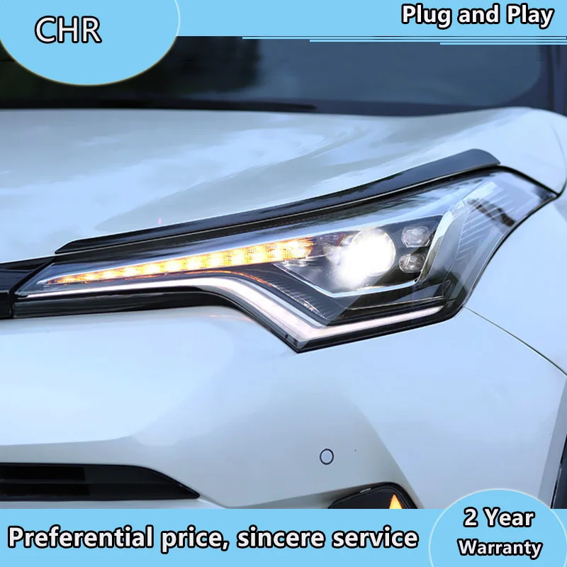 Автомобильный Стайлинг для- новых Toyota CHR фар, все светодиодный фары DRL, Би-светодиодный объектив, Высокий Низкий Луч, светодиодный, с динамическим поворотом