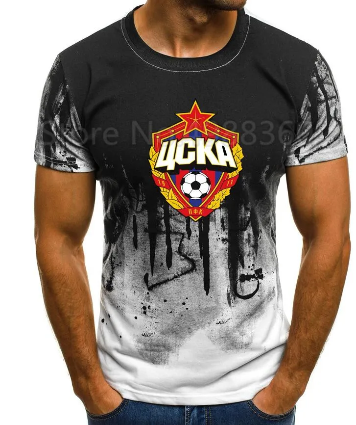 Центральный ЦСКА Россия логотип футболка принт простой градиент цвета короткий