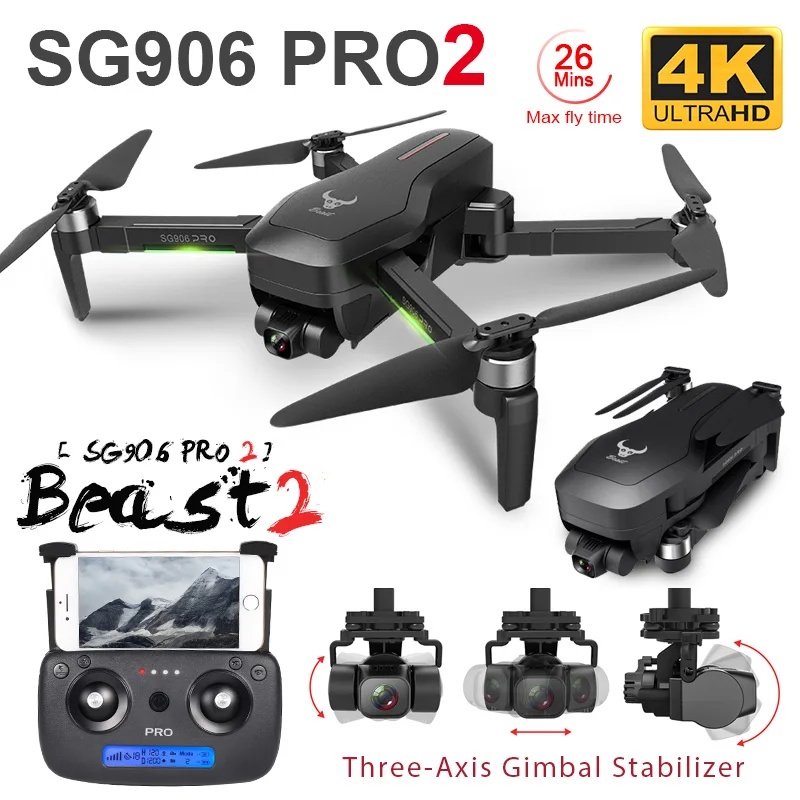 SG906 Pro / Pro2 Дрон-Квадрокоптер с дистанционным управлением и HD Камера 4K GPS 5G WI-FI 2 3 оси