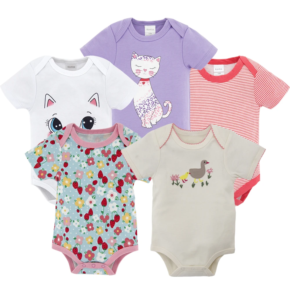 HY21142166 Honeyzone/5 шт./лот; боди для новорожденных; одежда с короткими рукавами; bebe; летняя одежда для мальчиков и девочек; одежда с принтом животных из мультфильмов для младенцев - Цвет: HY21142166