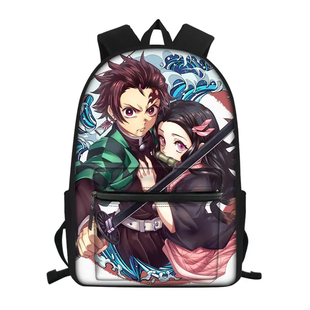 

HALYUNASC Children's Canvas Backpack Demon-Slayer-Kimetsu-no-Yaiba-Pattern Kids School Book Bags Cartoon Anime Travel Backpacks