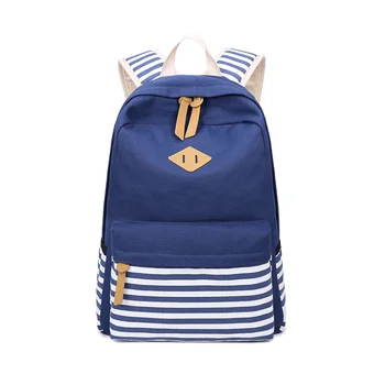 

Caker Brand Teenager Boys and girls Canvus pretty style stripe travel backpack