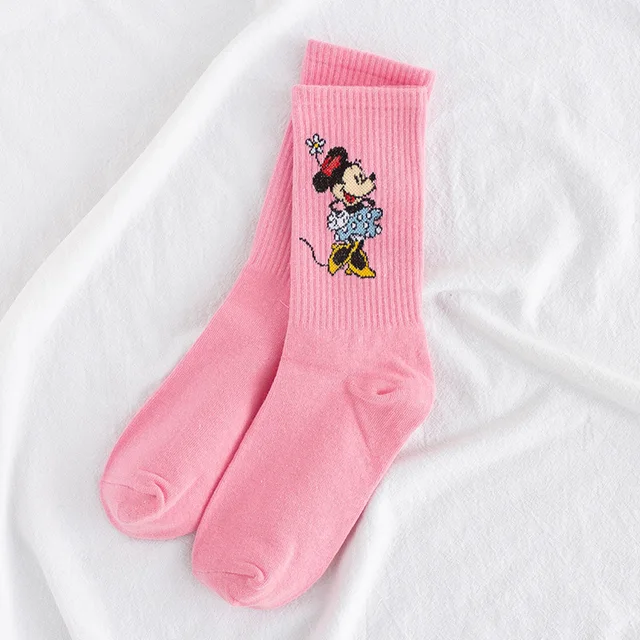 Disney 1pair Mickey Lion King Simba/Wild Boar/Aladdin Lamp God/Dumbo Socks Harajuku cartoon Print Funny sock Adult short Sock Color32