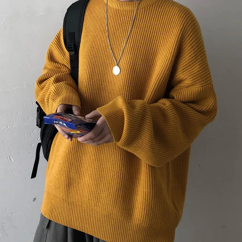 Winter Sweater Men's Warm Fashion Solid Color Casual Knit Pullover Man Streetwear Wild Loose Long-sleeved Pullover Men M-2XL Winter Sweater Men's Warm Fashion Solid Color Casual Knit Pullover Man Streetwear Wild Loose Long-sleeved Pullover Men M-2XL