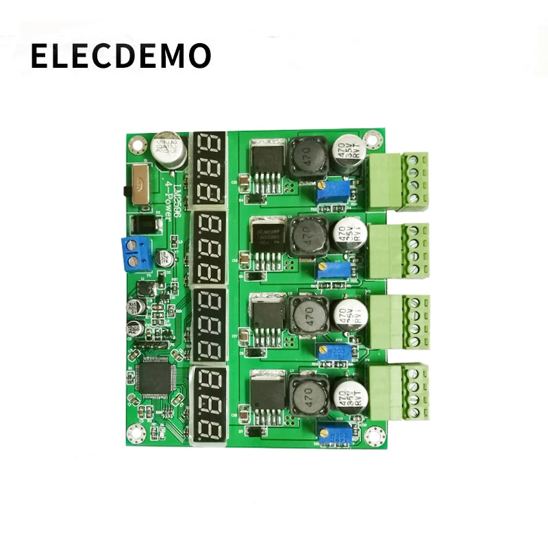 Módulo de Fonte de Alimentação Multi-canal de Comutação Quatro Display Digital Módulo Dc-dc Ajustável Buck Output Power Module Lm2596