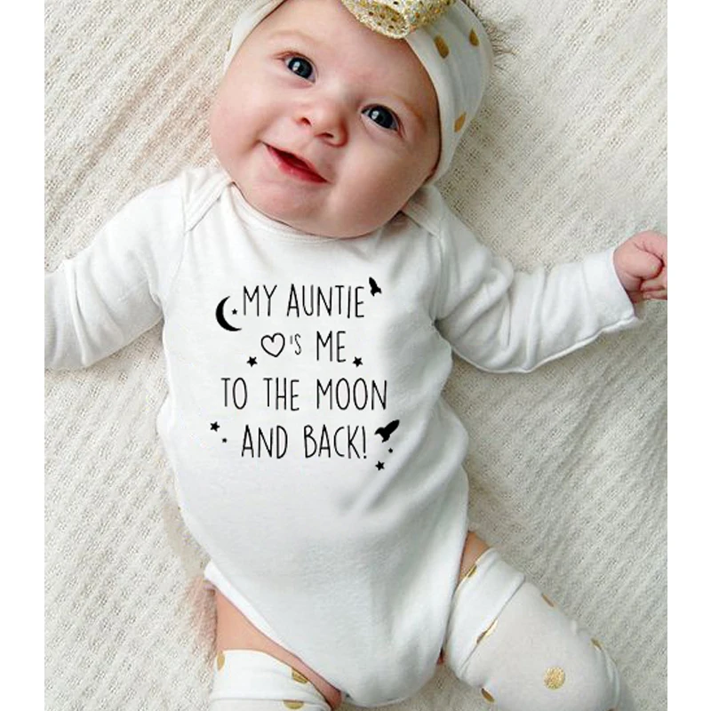 Хлопковые комбинезоны с надписью My Auntie Love Me to the Moon and Back комбинезон длинным