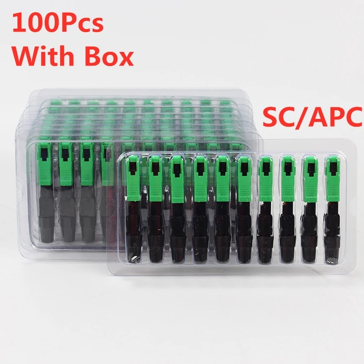 100 шт. FTTH SC APC Одномодовый волоконно-оптический SC APC Быстрый разъем волоконно-оптический Быстрый разъем