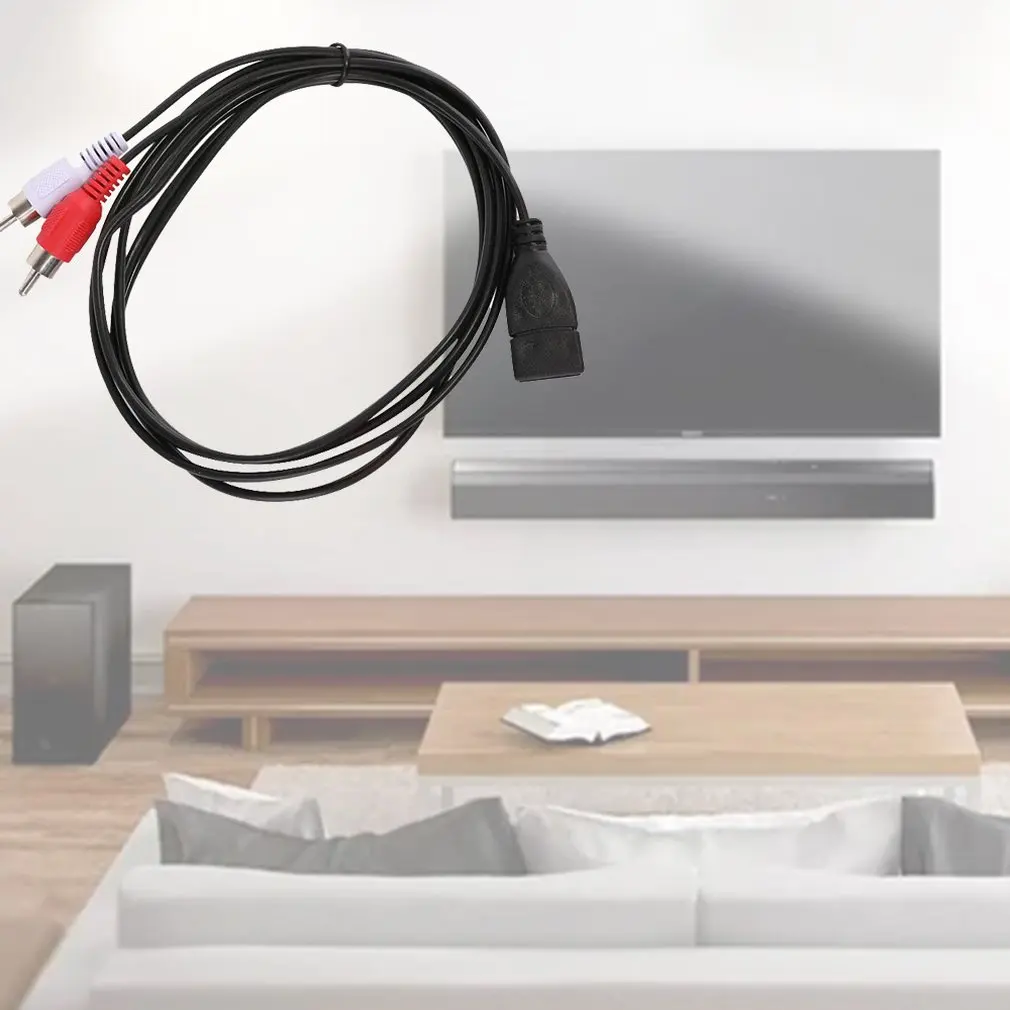1,5 м/5 футов USB Женский Sockrt до 2 RCA Штекер Аудио Видео кабель-удлинитель шнур