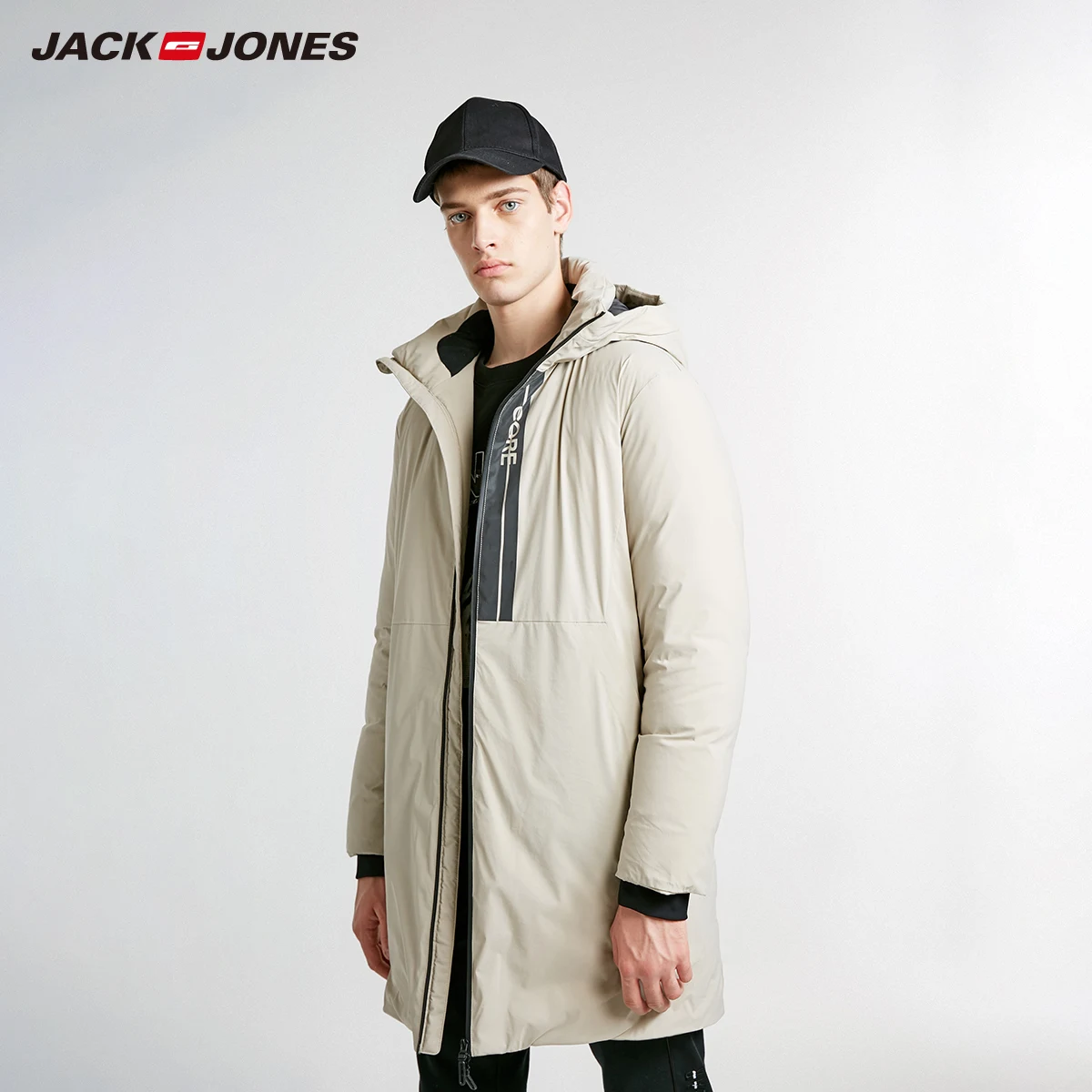 Toned Gray JackJones Mens Pure Color hooded jacket long warm coat Jacket | 218412526 - Цвет: Toned Gray