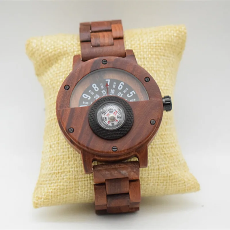 Relógio de pulso de madeira natural criativo