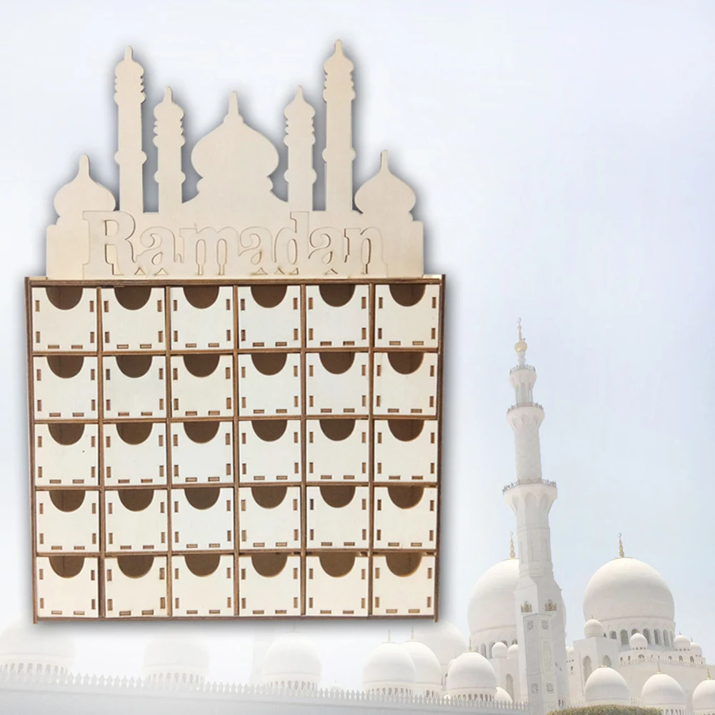 

Eid Mubarak Countdown Calendar Wooden Home Party Ornament Decor Message Board Calendar Storage Muslim Islamic Gift