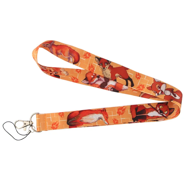 PC225 животное лиса Леопардовый брелок Lanyards держатель удостоверения личности ID карта Пропуск Тренажерный зал мобильный телефон USB бейдж держатель ключевой ремень