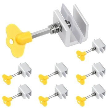 

8 Pack Adjustable Sliding Window Locks Stop Door Frame Security Locks