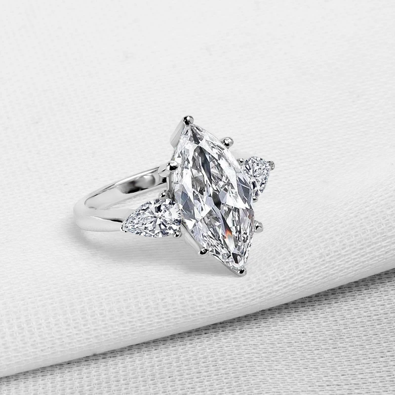 AINOUSHI Victoria Wieck три кольца камни огранка маркиз Sona 925 Стерлинговое Серебрянное обручальное кольцо Sz 4-10 подарок