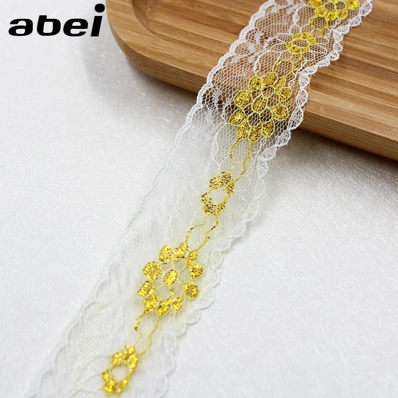 5 ярдов/партия тонкая вышитая Золотая кружевная лента|lace trim|gold lace trimsewing accessories |