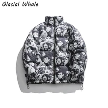 

GlacialWhale Down Jacket Men 2021 New Winter Jacket Coat Graffiti Windproof Oversized Hip Hop Streetwear Water proof Jackets Men