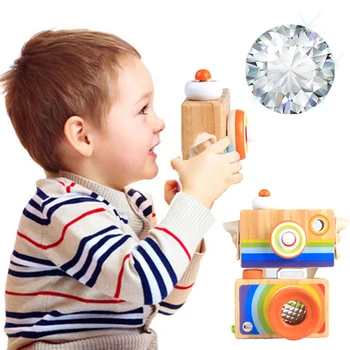 

2020 Kids Camera Toy Cartoon Wooden Camera Model Kaleidoscope Children Fun Toy Gift SLR Camera for Boys Girls High Quality