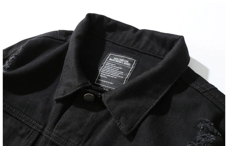 KIOVNO High Street Ripped Distressed Denim Jackets Men Pleated Black Color Jeans Jackets Outwear For Male Washed  (3)