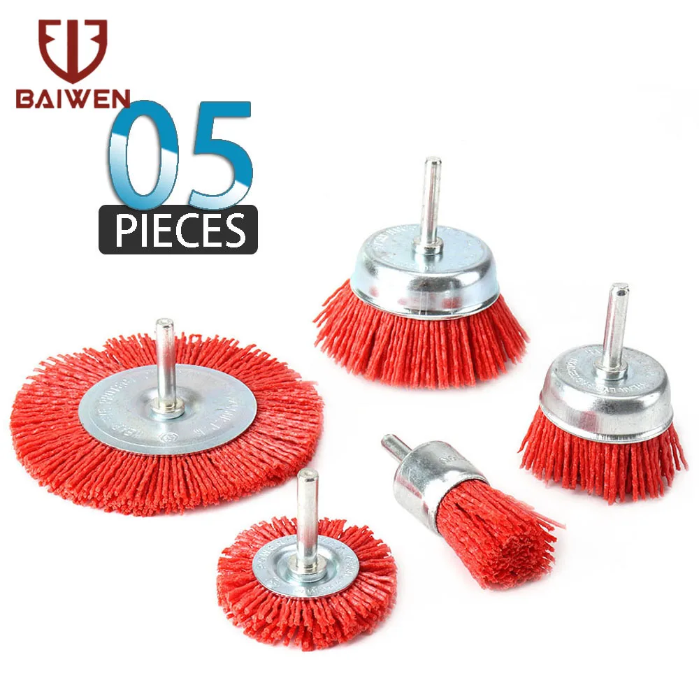 2Pc 6mm Shank Crimped Wire Brush Rotary Power Tools Fit for Deburring Polish 